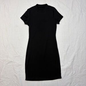 Elegant Black ribbed bodycon mini dress